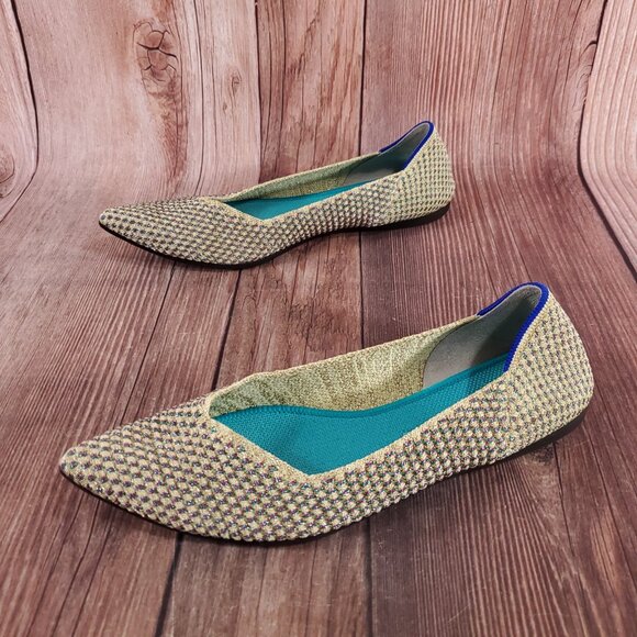 Rothys The Point Womens Size 9.5 Multi Metallic Knit Flats Shoes Retired - Picture 1 of 15
